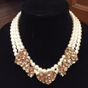Betsey Johnson faux pearl n blush stones